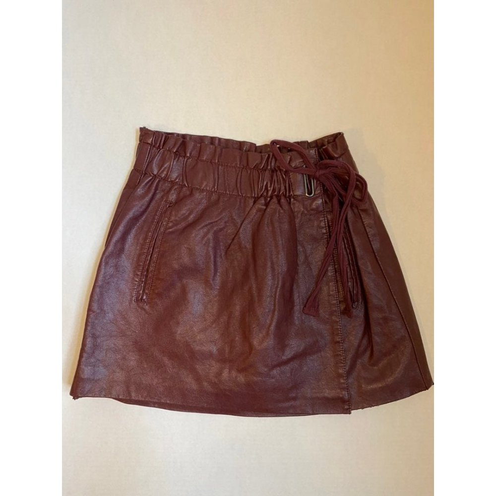 Burgundy Faux Leather Mini Skirt Women's size Small